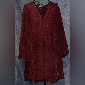 Altar'd State Burgundy Lace Dress
